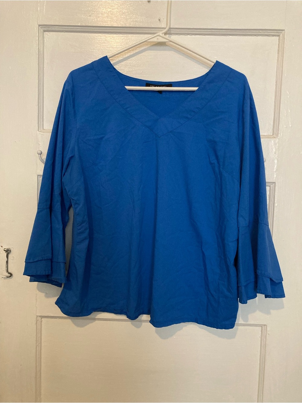 Zac & Rachel Bright Blue V-Neck Bell Sleeve Blouse